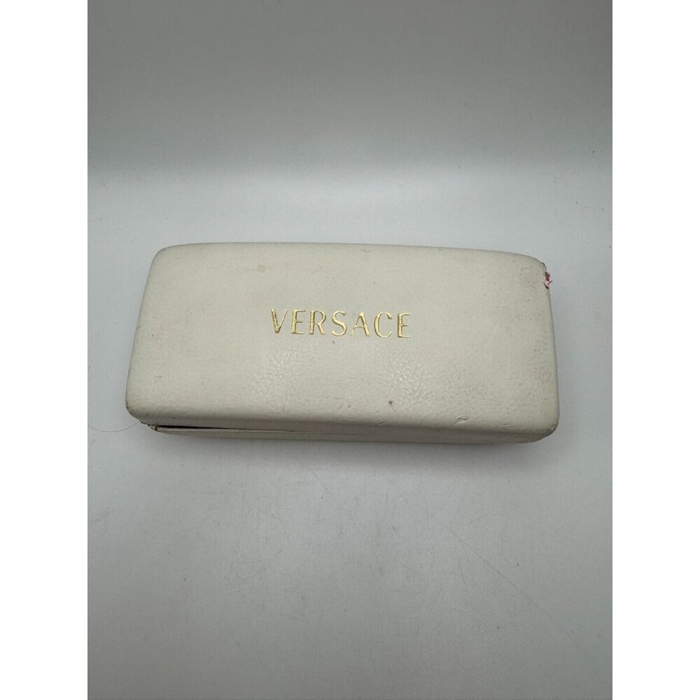 EMPTY Vintage Versace Hard Clamshell Glasses Case White & Gold Made in Italy